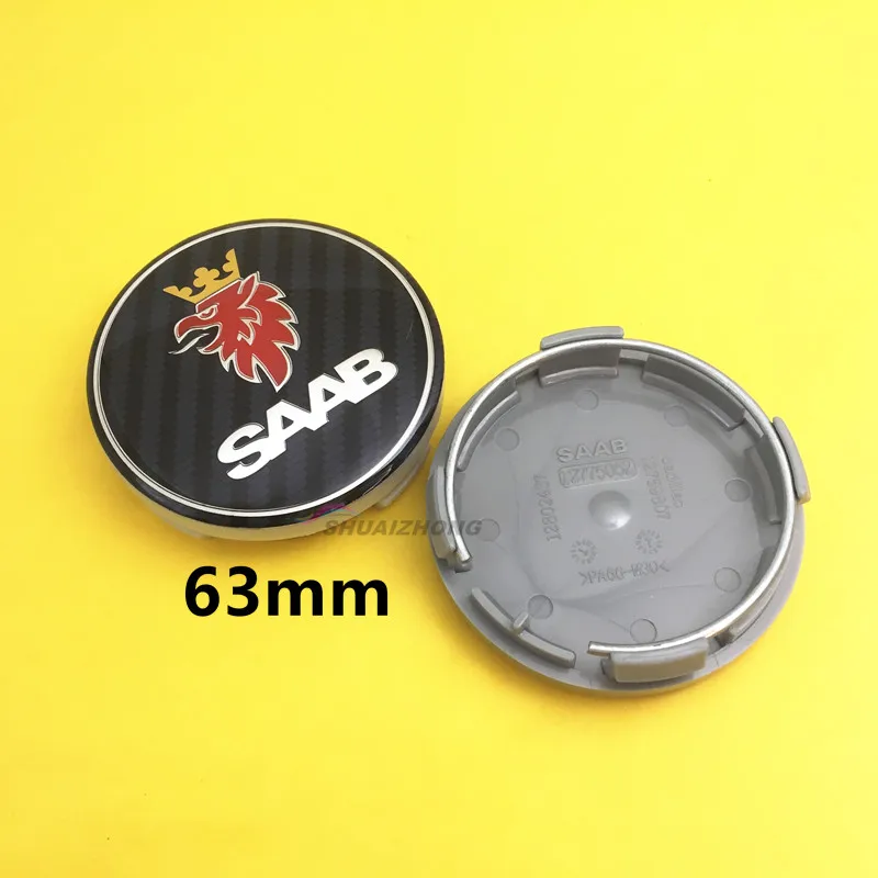 4 шт. 56 60 62 63 65 68 мм Saab 9-3 9-5 9-2x 9-5x Автомобильная эмблема Модифицированная крышка центра ступицы колеса значок наклейки авто аксессуары - Цвет: 4X63mm Carbon SAAB