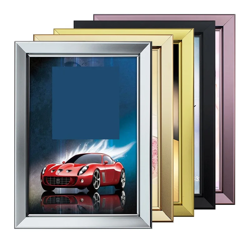 

Open Type Aluminum Alloy Photo Frame, Wall Hanging Elevator Advertising Poster Frame, Black Gold Picture Frame