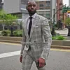 Grey Plaid Check Men Suits Slim Fit Business Single Breasted 2 Pieces Wedding Tuxedos Customized Groom Blazers Hombre 2025 1