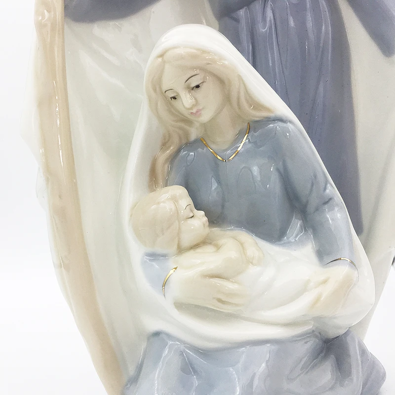 26*15 см голубая и белая керамическая статуя Христос Рождественская сцена святая семья из трех элегантных домашних орнаментов подарок для мамы