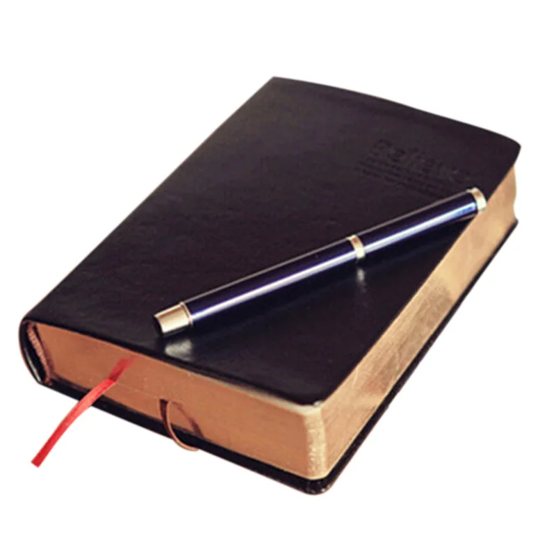 Vintage Thick Paper Notebook Notepad PU+Paper Bible Diary Book Journals Agenda Planner School Office Stationery Supplies Black+G |