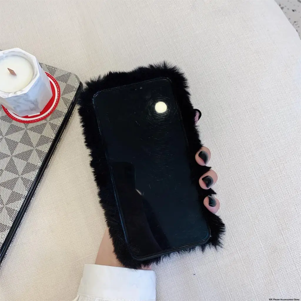 Rabbit Fluffy Hair Case For iPhone 11 Pro Max 6 6s 7 8 Plus X 10 XR Warm Furry Back Cover For iPhone XS Max 5 5s SE Phone Cases