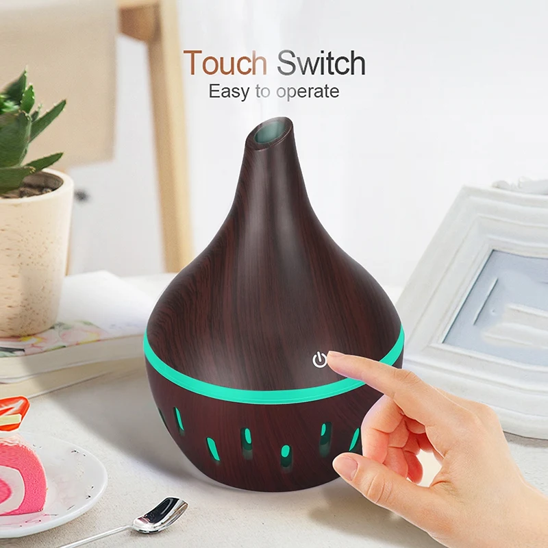 USB Wood Grain Essential Oil Diffuser Ultrasonic Air Humidifier Household Aroma Diffuser Aromatherapy Mist Maker with Light