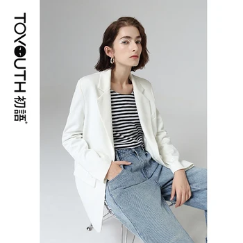 

Toyouth Office Ladies Single Button Blazers Long Sleeve Suit Collar Coat Fashion Solid Workwear Blazers Women