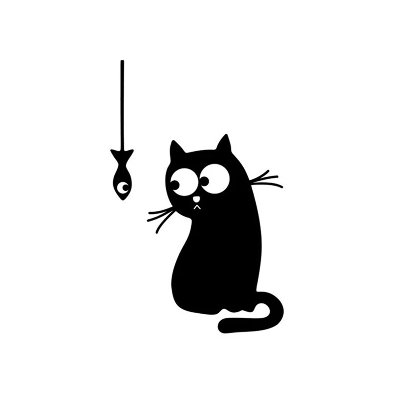 

1 Pc Hungry Cat See The Fish Funny Switch Stickers Decor Vinyl Wall Decal Switch Panel Sticker