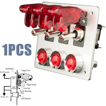 

Hot 12V 20A Automotive Marine Universal Aluminum 3 Toggle Switch Panel Red LED Lights For Car Trucks Boats Trailer