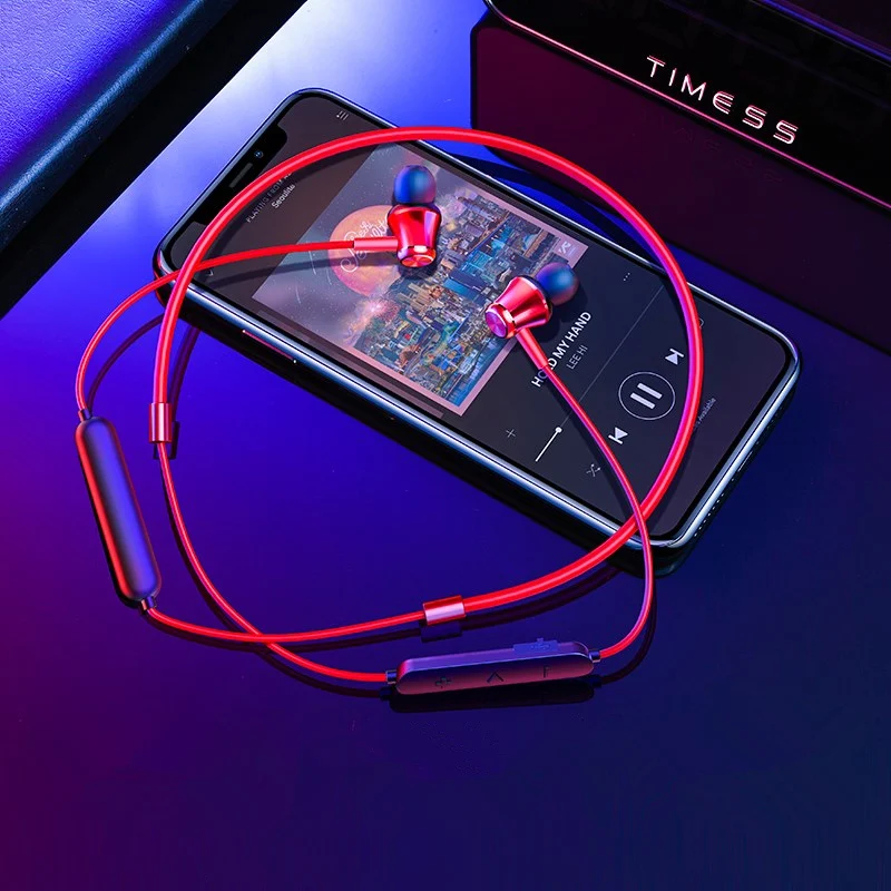 Беспроводные bluetooth наушники магнитная спортивная Гарнитура для шеи бас стерео
