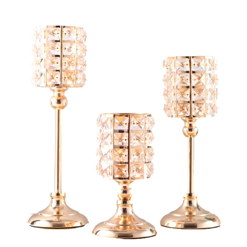

Nordic ins candlestick set a golden light luxury crystal candlestick living room table decoration romantic feather candlestick