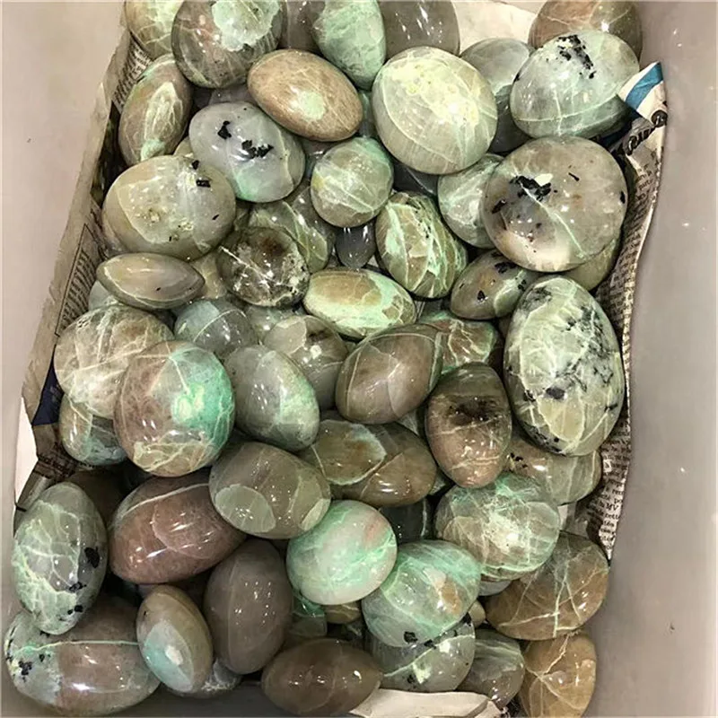 Natural Quartz green moonstone palm Crystals Healing Stones For feng shui 6