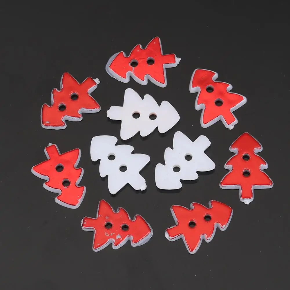 

8Seasons Fashion Beads Resin Sewing Buttons Scrapbooking 2 Holes Christmas Tree Silver For Women DIY Gifts 17mm x 13mm, 100 PCs