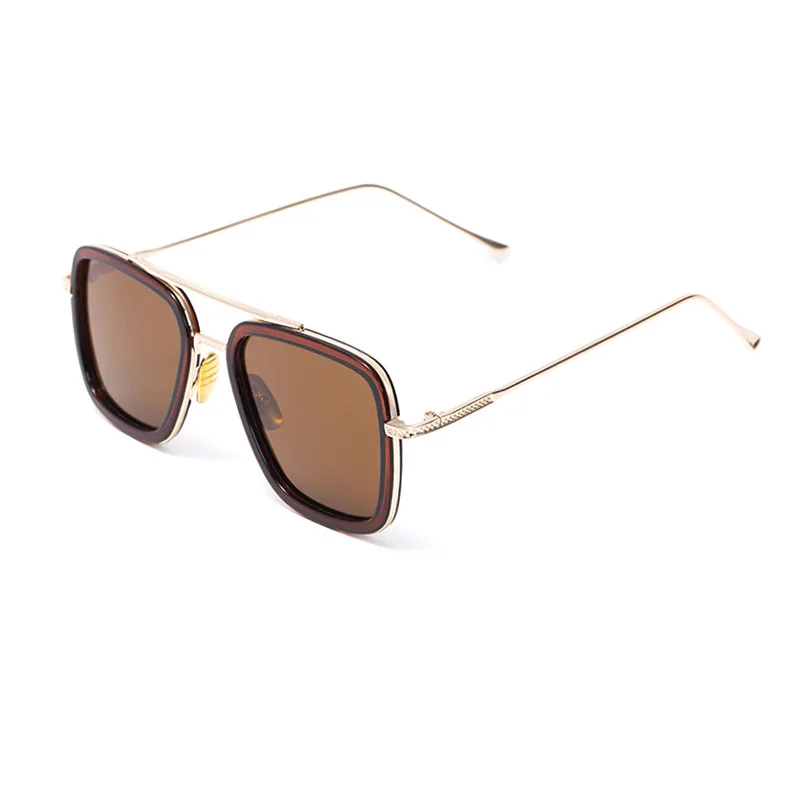 Lentes Tony Stark поляризованные солнцезащитные очки мужские градиентные брендовые дизайнерские ретро винтажные квадратные железные мужские очки 66218-1