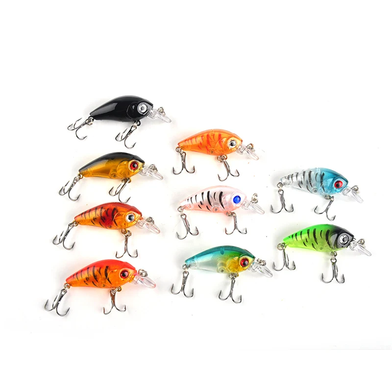 

4.5cm 4g Mini Transparent Plastic Fishing Lures Bait Minnow Crankbaits 3D Eye Artificial Lure Bait 9 Colors per Set