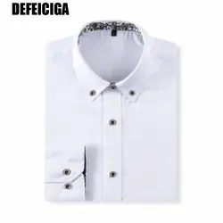 Для мужчин Повседневное Мужская рубашка с длинными рукавами и принтом рубашки Slim Fit мужской социальной платье в деловом стиле рубашка