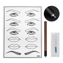 Микроблейдинг, ручка для татуировки, набор, Полуперманентная, одноконцевая ручка для татуировки, для бровей, для практики, кожи, лезвия для бровей