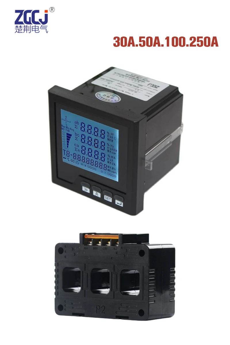 Rs485 Modbusrtu 3 Phase Multifunction Panel Meter With 3 Phase Ampere