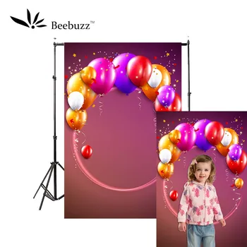 

Colorful balloon halo background photography studio photophone red birthday or holiday celebration photo shoot
