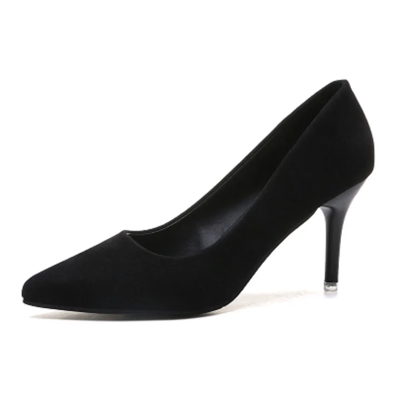 Spring and summer new fashion black high heel suede 9CM professional high heel women's shoes large size 9 40