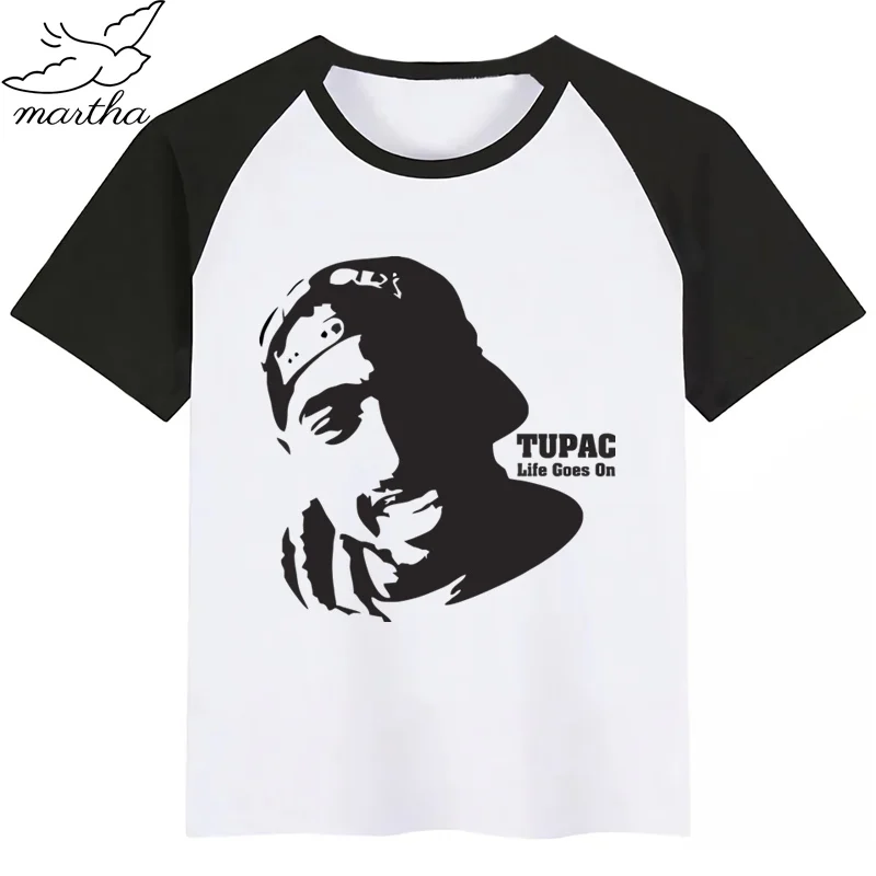 Американский раппер Тупак макавели 2pac, Детская летняя забавная футболка для девочек и мальчиков детская футболка с принтом модная повседневная одежда для малышей - Цвет: Black