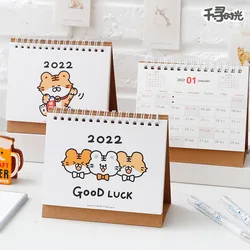 Calendrier de bureau Portable en forme de tigre, dessin animé mignon, double Agenda quotidien, Agenda annuel, organisateur pour la maison et le bureau, nouveau, 2022 