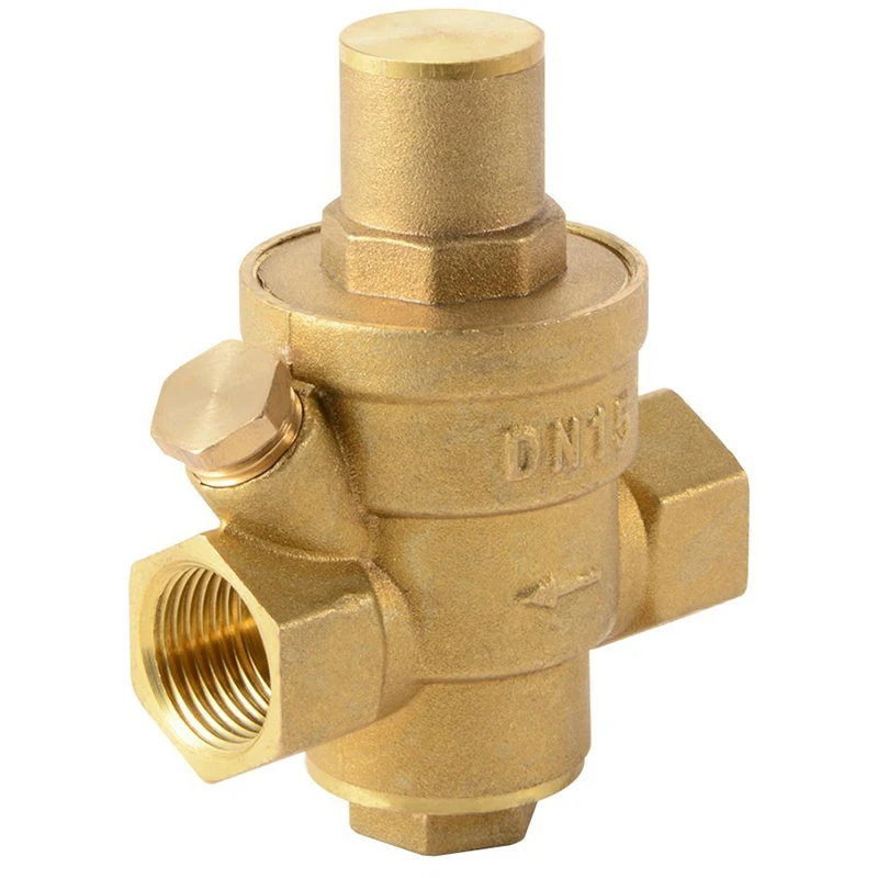 DN15 1/2 Inch Brass Water Pressure Reducing Maintaining Valves Regulator Adjustable Relief Valves with Gauge Meter