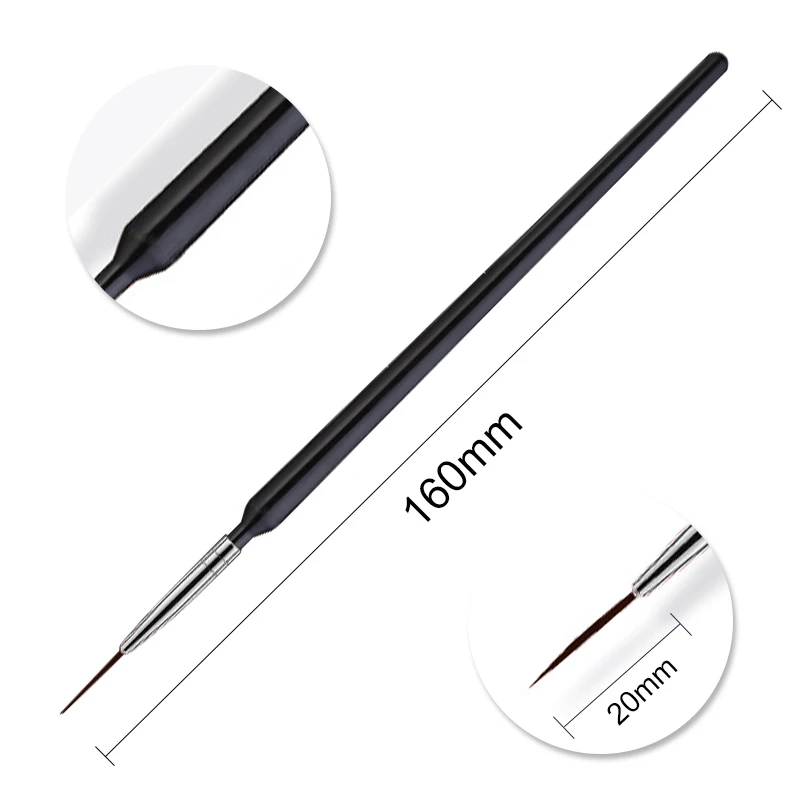 Liner Brush-20mm 1 1 шт цветной шарик ручка ногтей лайнер для рисования кисти 5 мм-20 мм с крышкой УФ-гель ручка для рисования Маникюр Инструменты для дизайна ногтей аксессуары для ногтей - Цвет: Liner Brush-20mm 1