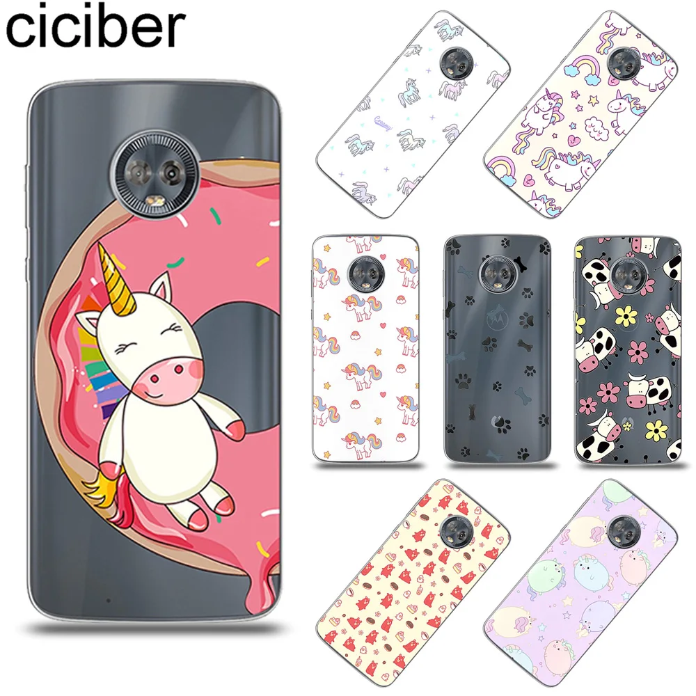 

ciciber Cover for Motorola Moto G6 G5 G5S E5 E4 C Z2 Z3 ONE P30 G4 Plus Play Power M X4 Soft TPU Phone Case Animal Unicorn Funda