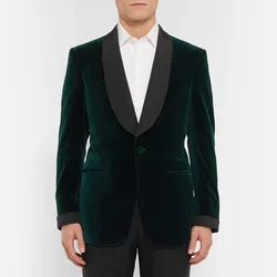 2021 New High-Quality Custom Shawl Lapel Green Velvet Men's Suit Single-Breasted Fashion Slim 2-Piece Set(Coat +Pants + Bow Tie)
