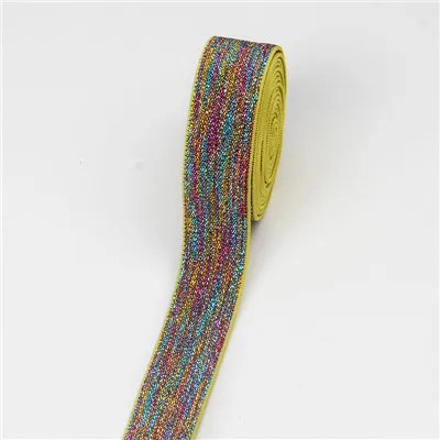 yellow color Леопардовая 25 мм эластичная лента, кружево, Жаккардовый Пояс, эластичная резинка 2,5 см, DIY аксессуары для одежды, повязка на голову 1 м - Цвет: yellow color
