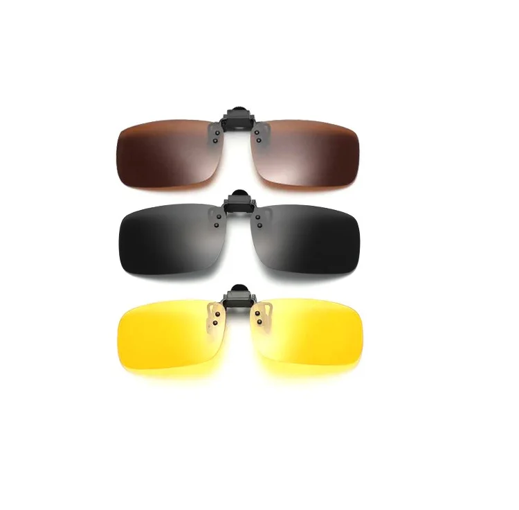 3Pcs Occhiali da sole Polarizzati Night Driving Vision Flip-up Clip-on Lens