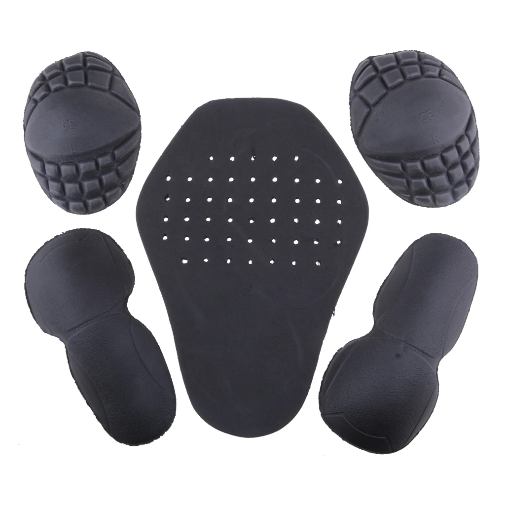 5 in 1 Motorcycle Riding Protective Gear Set Back Shoulder Elbow Pads Protector for Cycling Skating Bike Scooter, Black