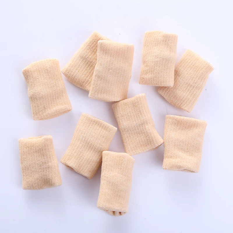 Beige 10 шт пальчиковые рукава поддержка артрит Защита Портативный волейбол спорт - Цвет: Beige