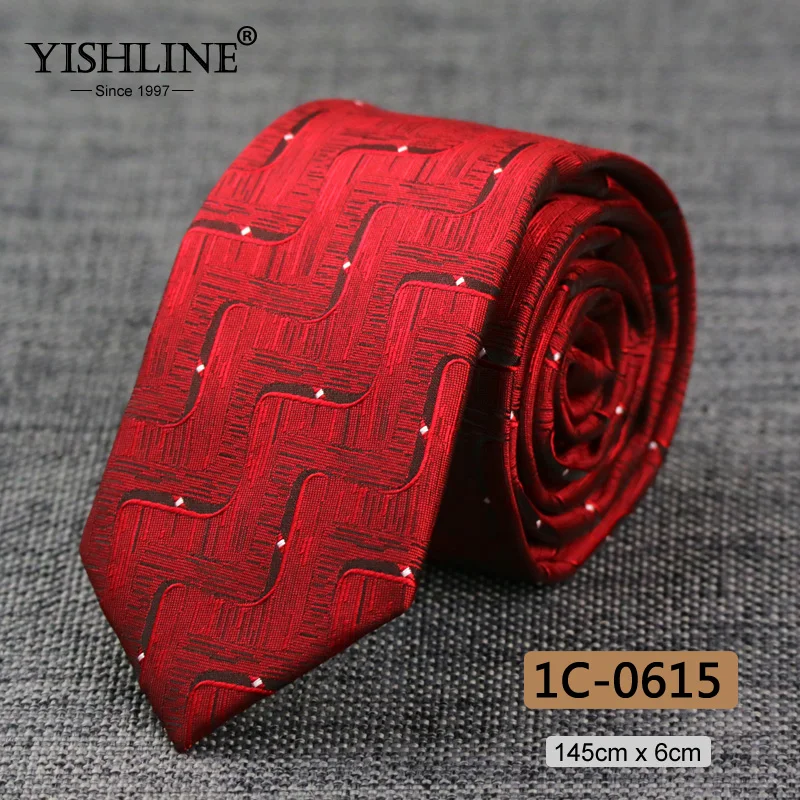 YISHLINE тонкий галстук 6 см для мужчин узкий галстук Цветочный Пейсли галстуки в полоску синий красный серый стрела свадебные галстуки аксессуары - Цвет: 1C-0615