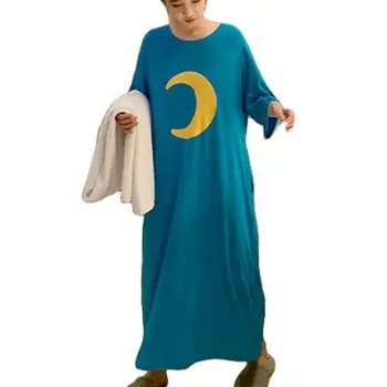 

2020 2020 Women Summer Short-sleeved Nightdress Weather Girl Pajamas Fashion Dress Large Size Loose Home Service Pocket Dress