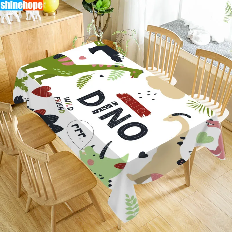 

Cartoon Dinosaur Table Cloth Oxford Print Waterproof Oilproof Home Rectangular Party Table Cover 100X140cm/140X250cm