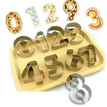 

9PCS Cookie Cutter Number 0-8 Shape Mold Cookie Cutter DIY Fondant Fruit Cutter DIY Baking Tools Stainless Steel Cookie Mould
