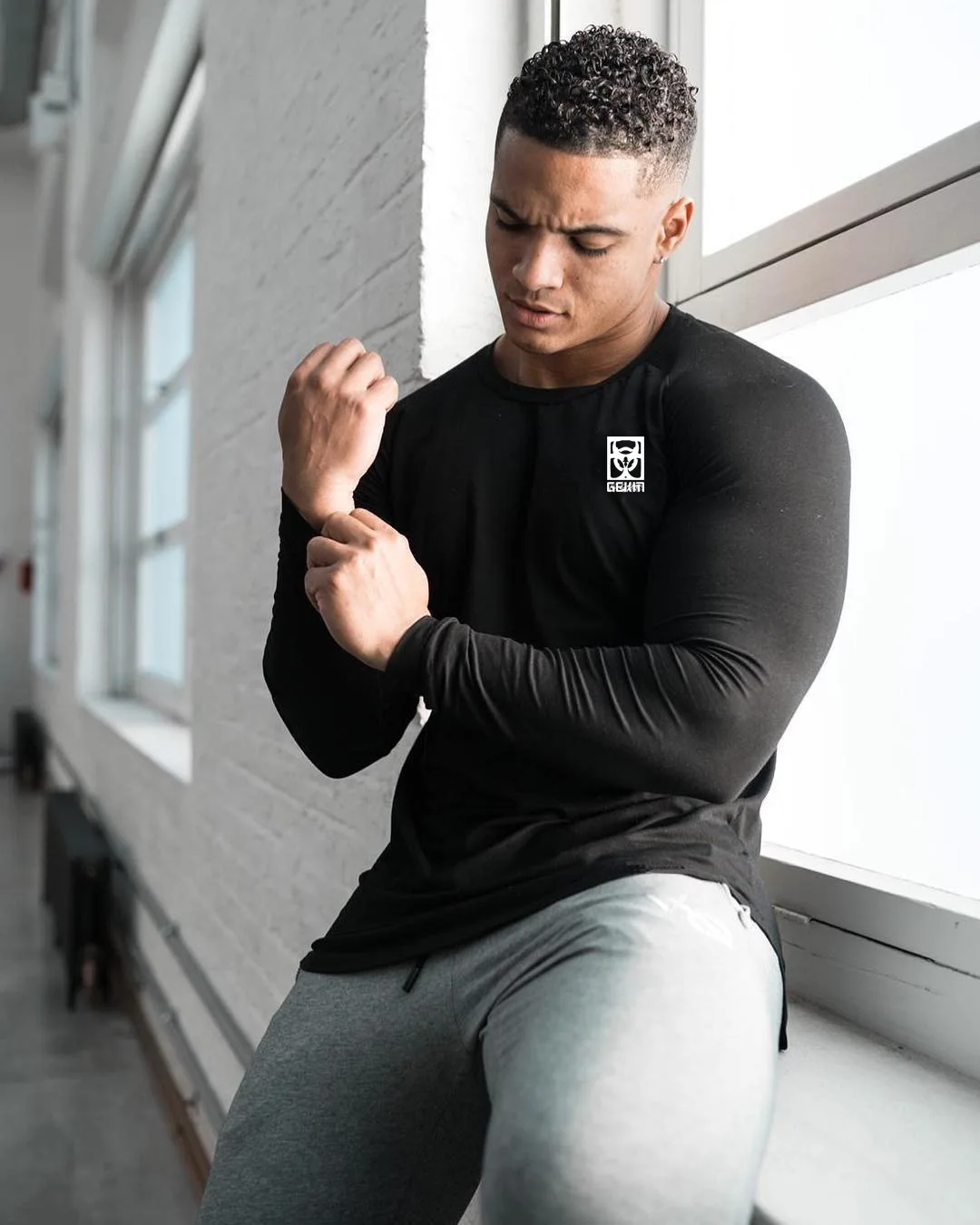 Muscle Kid Brother fitness Brothers осенне-зимняя мужская новая стильная модная мужская спортивная одежда с длинным рукавом для бега