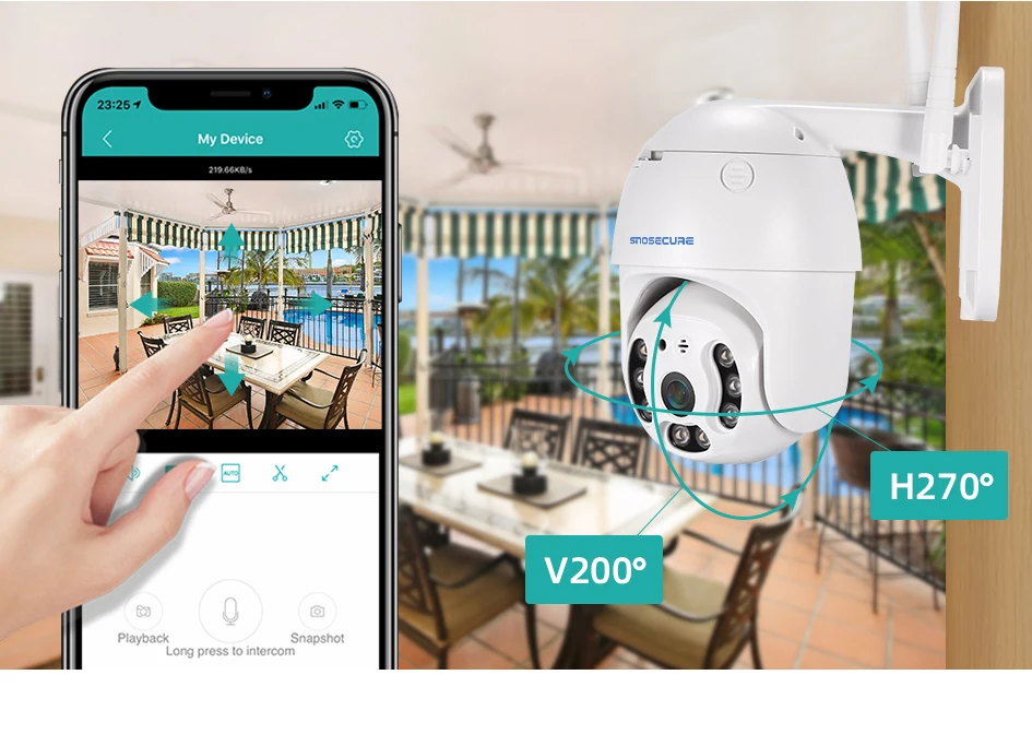 SNOSECURE 1080P PTZ IP камера наружная скоростная купольная беспроводная Wifi безопасность Pan Tilt 8X цифровой зум Tuya сеть видеонаблюдения