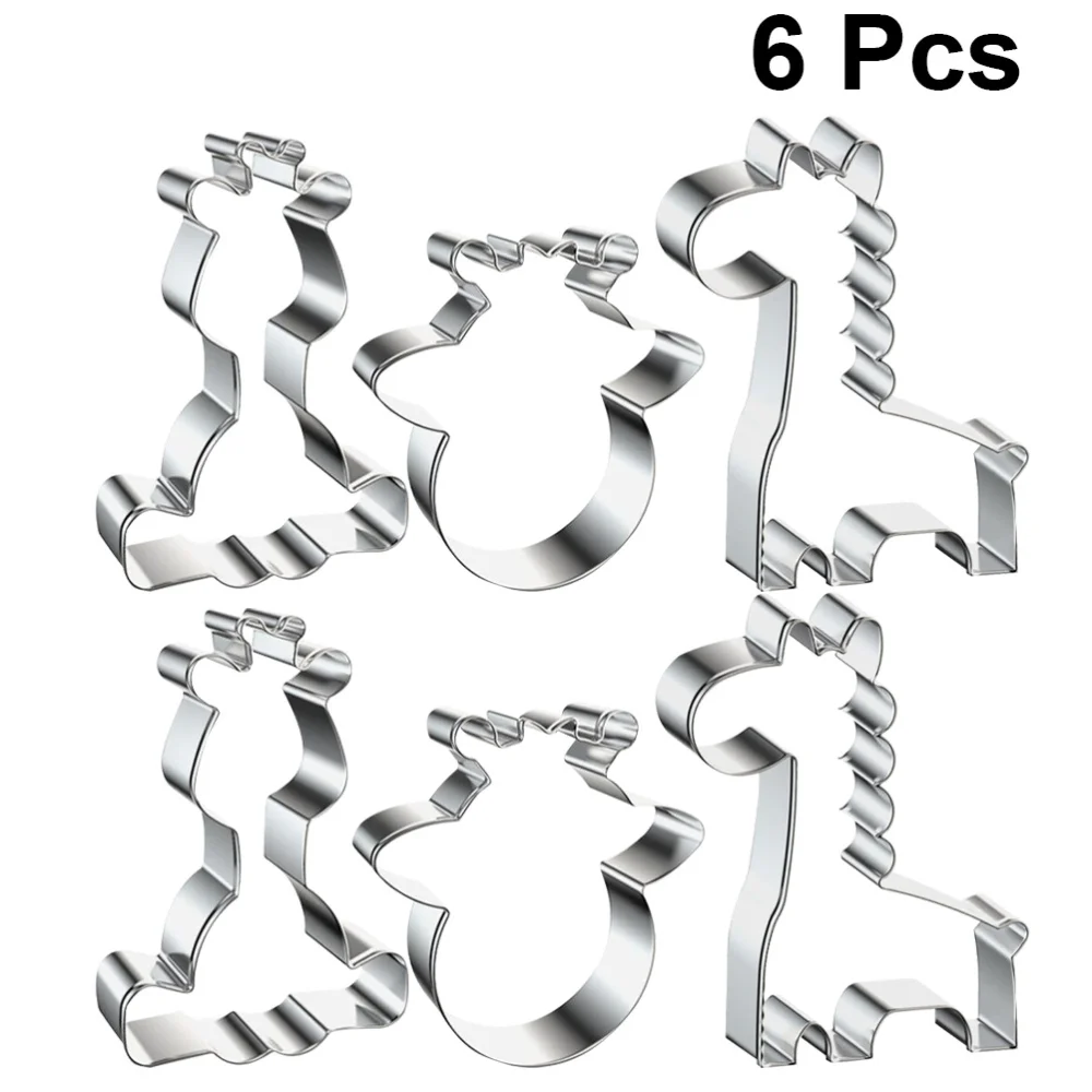6pcs Cookie Cutters Stainless Steel Giraffe Shape Biscuit Frame Cookie Molds Baking Molds for Bakery Home
