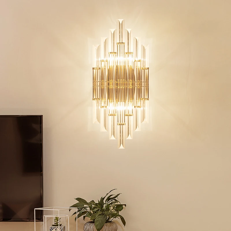 Modern crystal wall lamp gold sconce lights AC110V 220V fashion luxury lustre living room bedroom light fixtures