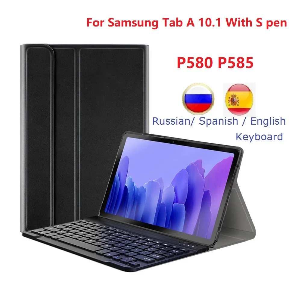 com Teclado para Samsung Galaxy Tab Teclado Espanhol e Russo Samsung Galaxy Tab a 10.1 Spen 2023 P580 P585 Sm-p580 P585 Case