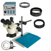 Корабль из России 16MP HDMI 3.5X-90X simul-focal Тринокулярный Стерео микроскоп USB телефон видео камера 0.5X 2.0X линза Барлоу