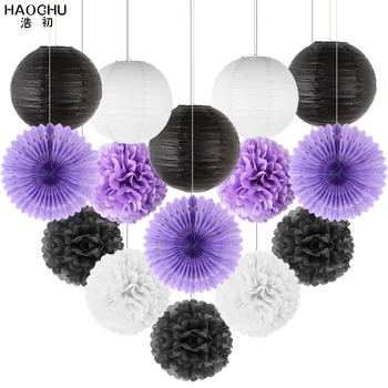 

15pcs/lot Wedding Decoration Paper Set Tissue Paper Lantern/Pom Poms Flower/Rosette Fans Birthday Baby Shower Party Decoration