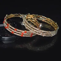 Fashion Luxury Gold Plated Silver Plated Crystal Cuff Bracelets & Bangles Rhinestone Charm Bracelets for Women Jewelry 2