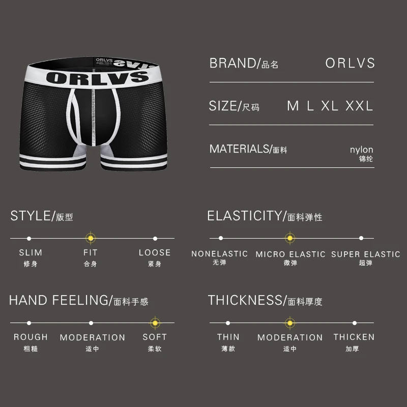 ORLVS 4 шт. сетчатые трусы-боксеры, мужское нижнее белье, дышащие мягкие мужские трусы, модные трусы-боксеры, мужские трусы OR499