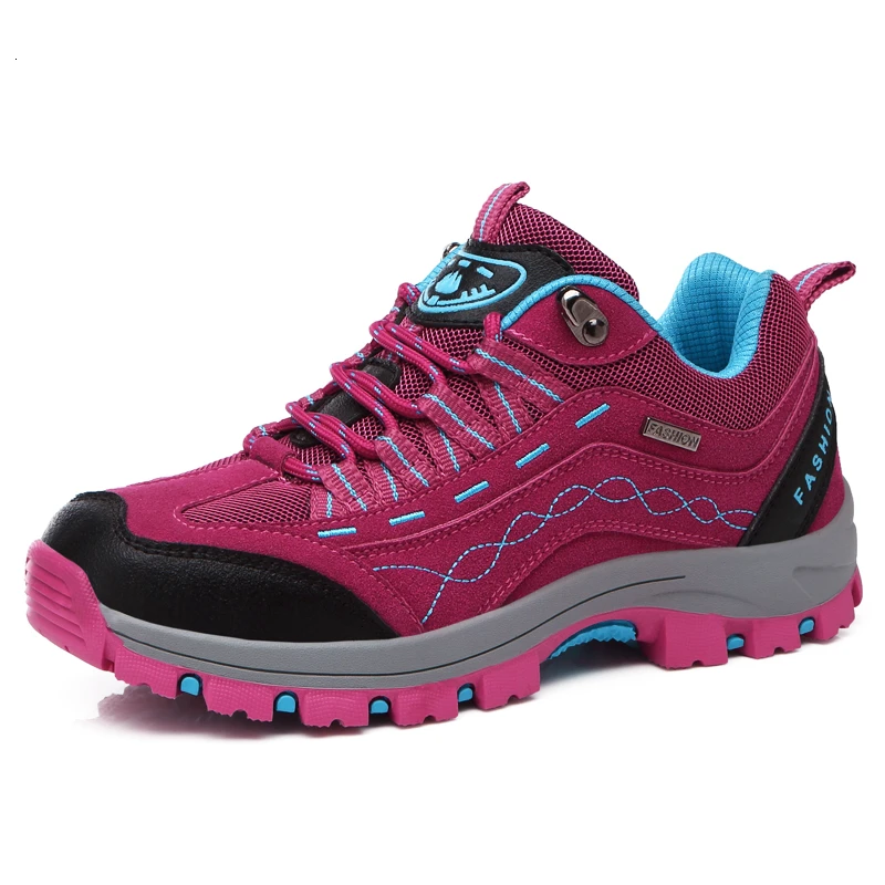 Rose Red Женская обувь для пешего туризма; дышащая Спортивная обувь; Мужская Нескользящая водонепроницаемая обувь для походов и альпинизма; кроссовки для пар; светильник; обувь для охоты - Цвет: Rose Red