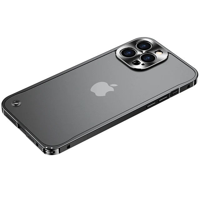 Luxury Metal Frame Lens Protection For iPhone 12 13 mini Pro Max Aluminum Phone Case For iPhone 11 Matte Translucent Back Cover black