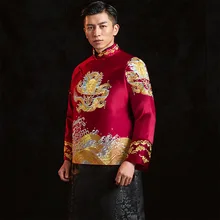 Лидер продаж Китайский традиционный свадебный длинный халат костюм дракона жениха винтажная одежда Элегантный Восточный Тан костюмы одежда