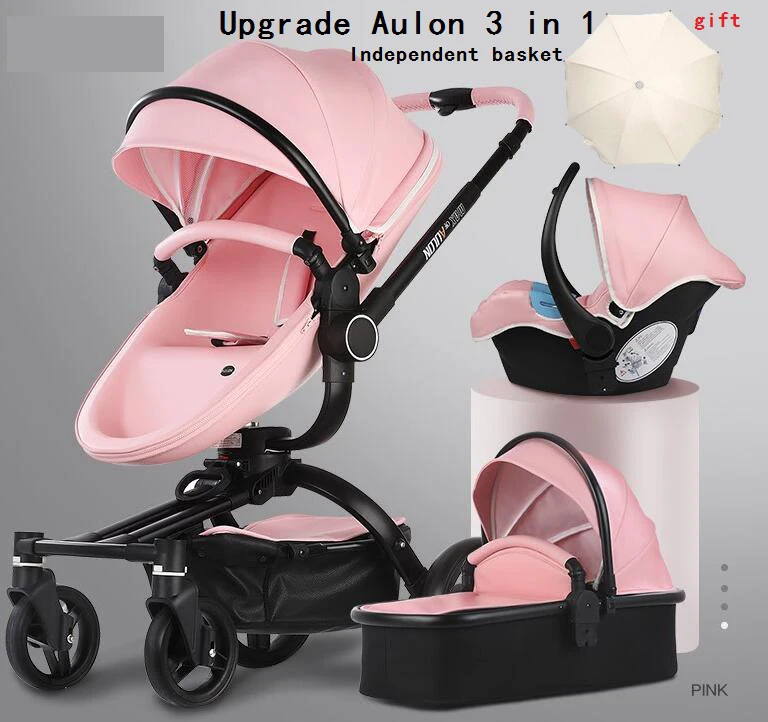 

ALL Free Shipping Aulon Luxury Baby Stroller 3 in 1 High land-scape Fashion Carriage European design Pram on 2019