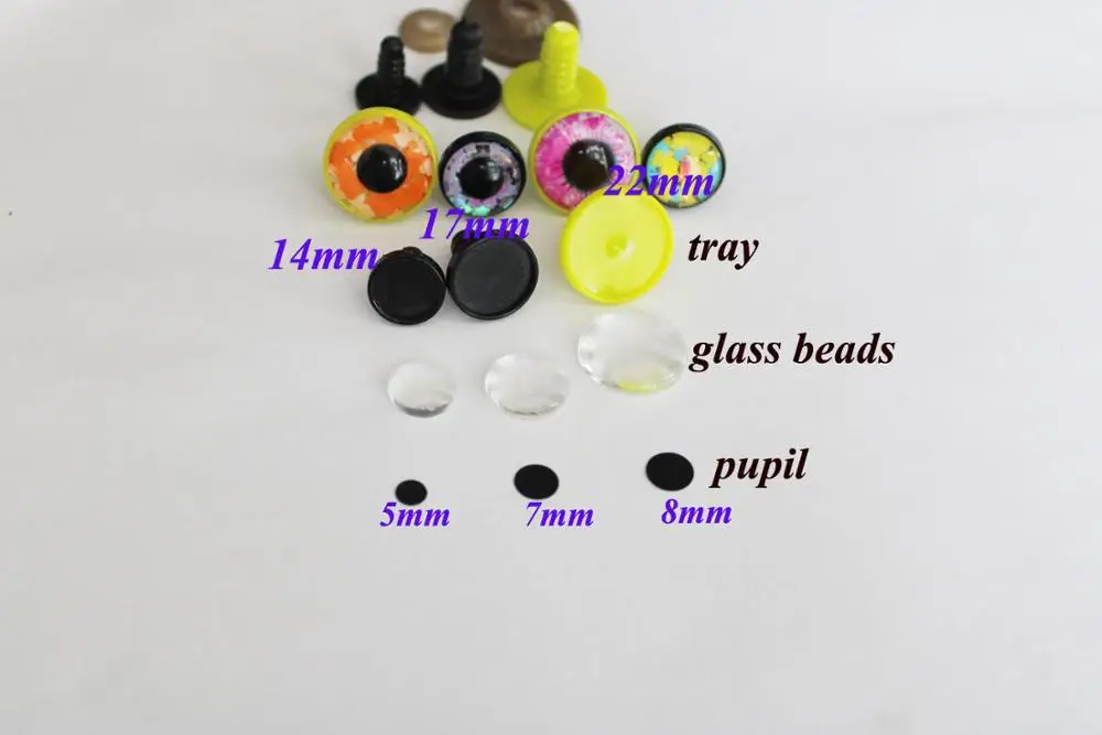 22mm Black Round Flat Eyes/Safety Eyes/Plastic Eyes - 10 Pairs