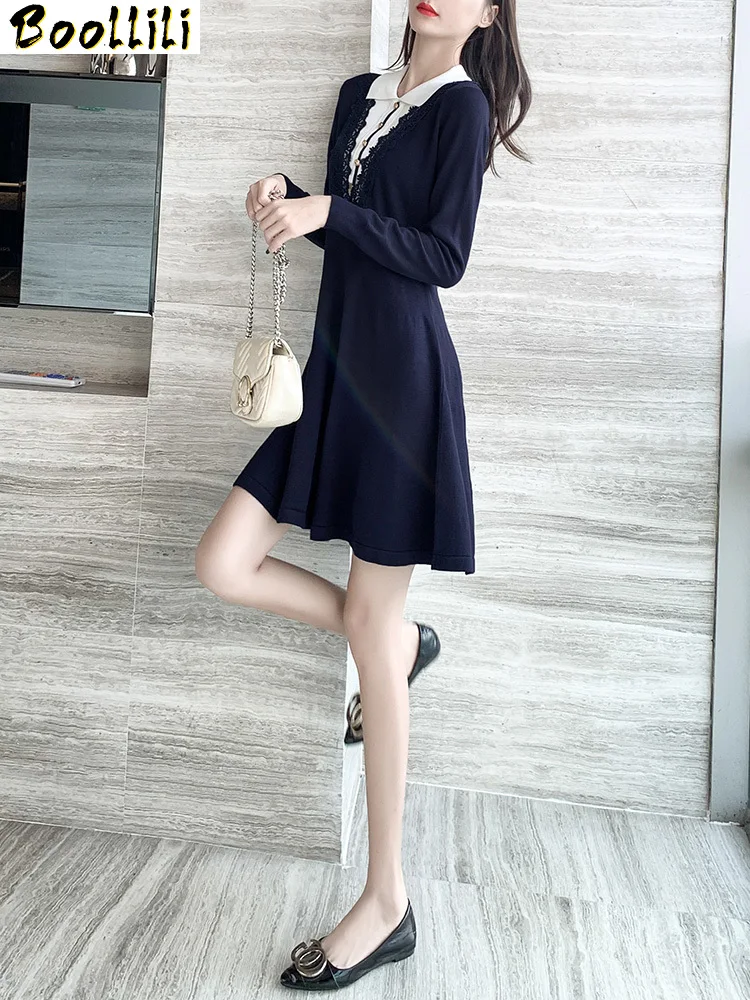 

Boollili Spring Autumn Dress Women Clothes 2020 Short Dresses Sweater Dress Korean Vintage Dress Elegant Robe Femme